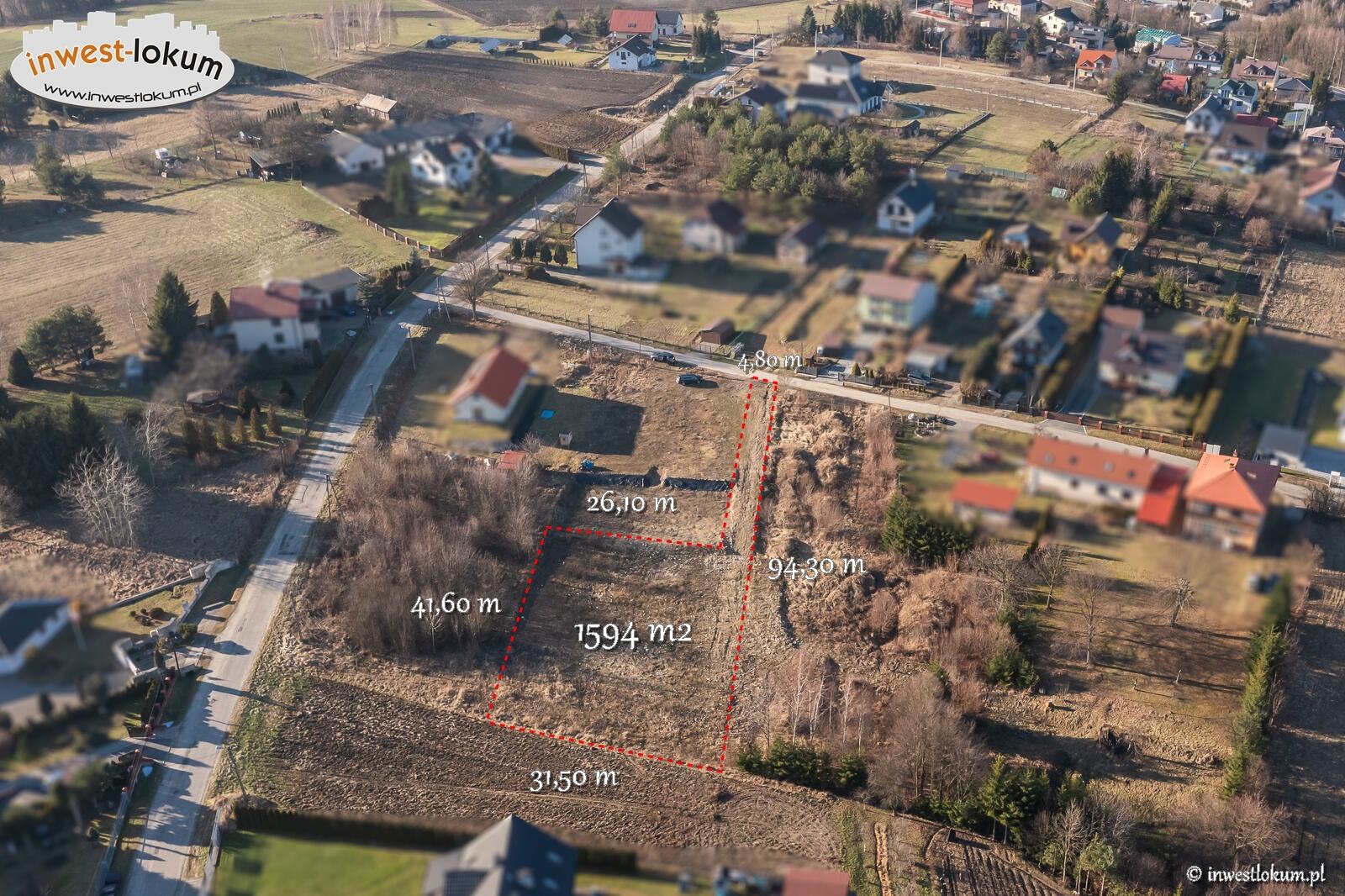 Działka budowlana 1 594 m², Sieniczno