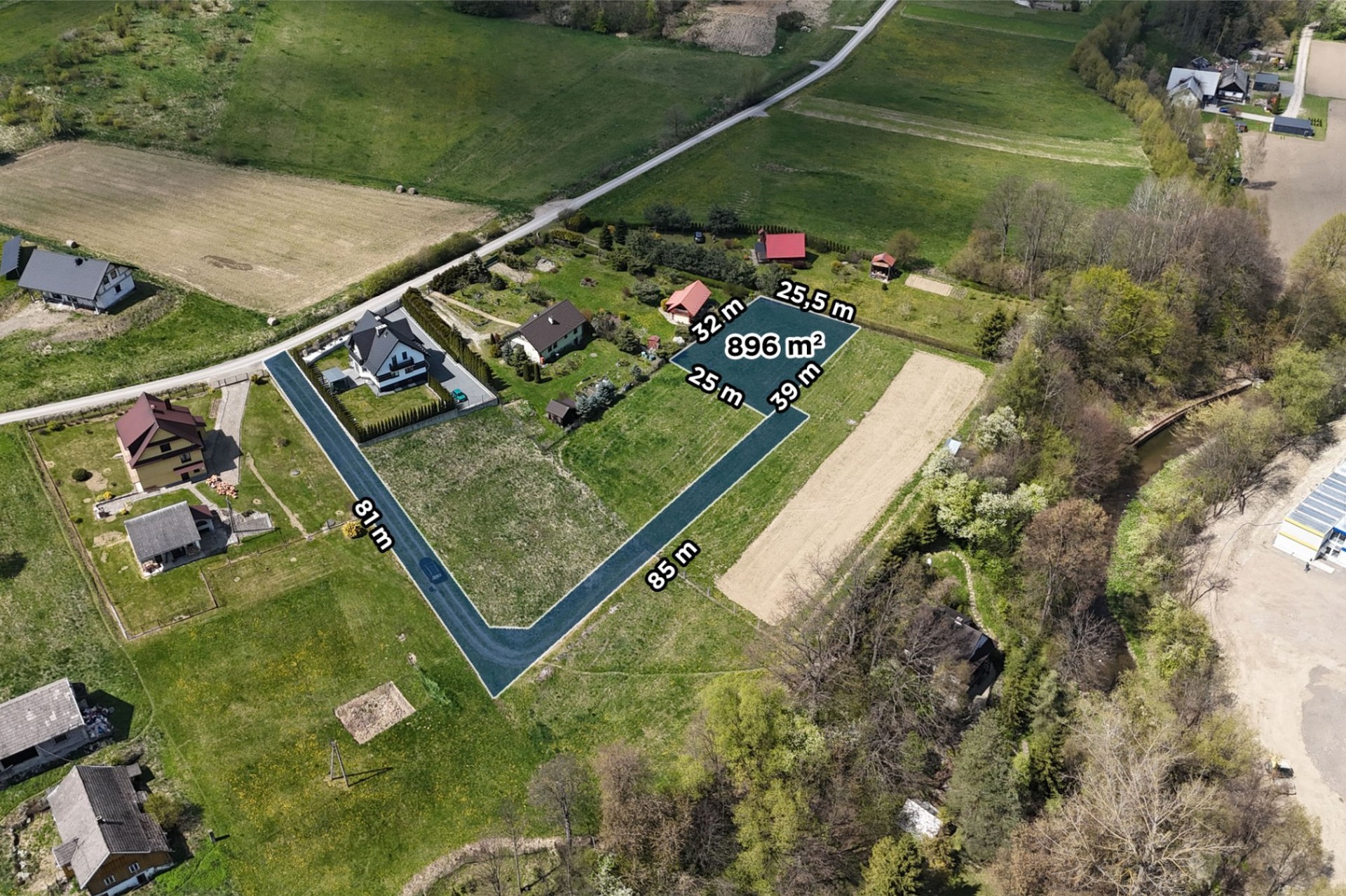 Działka budowlana 896 m², Pogorzany