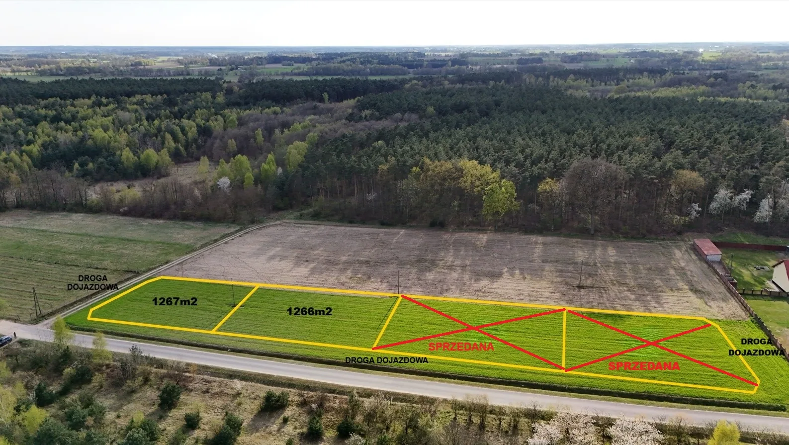 Działki budowlane przy lesie-gmina Tuliszków