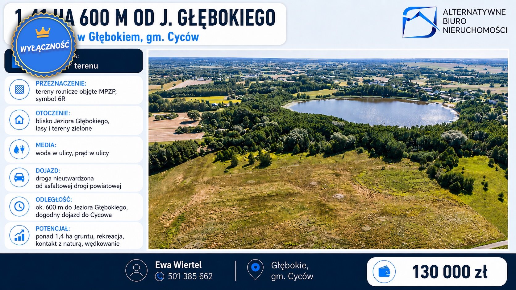 1,41 HA 600 M OD JEZIORA GŁĘBOKIEGO CISZA I NATURA