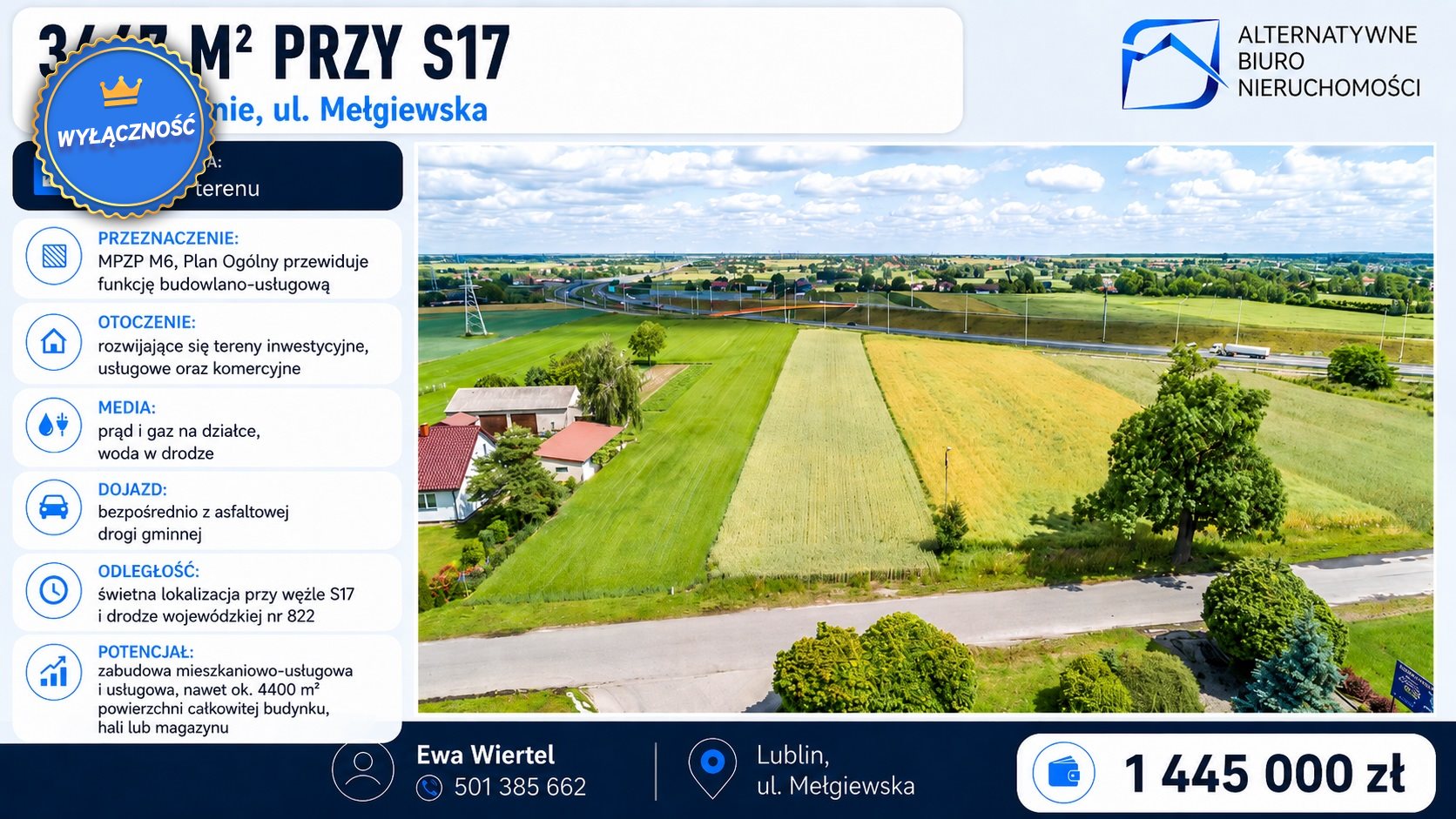 3467m² przy S17 Plan Ogólny nawet 4400 m² zabudowy
