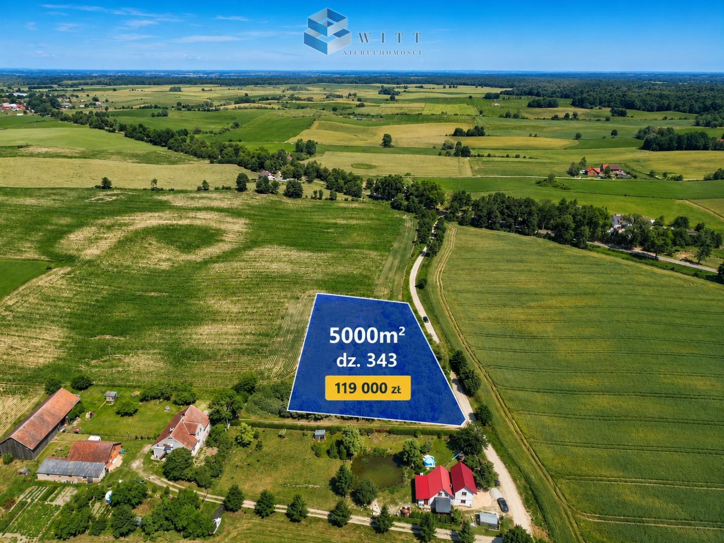 Działka 5000 m² z WZ na 2 domy – Kalnik