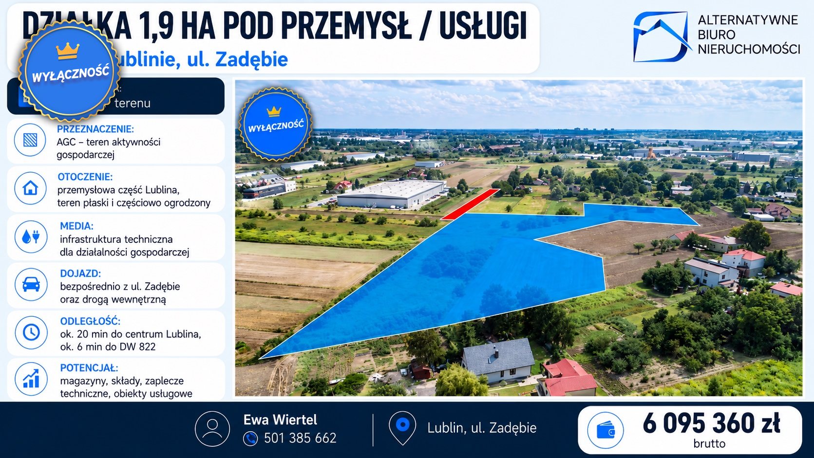Działka 1,9ha Lublin pod przemysł/usługi