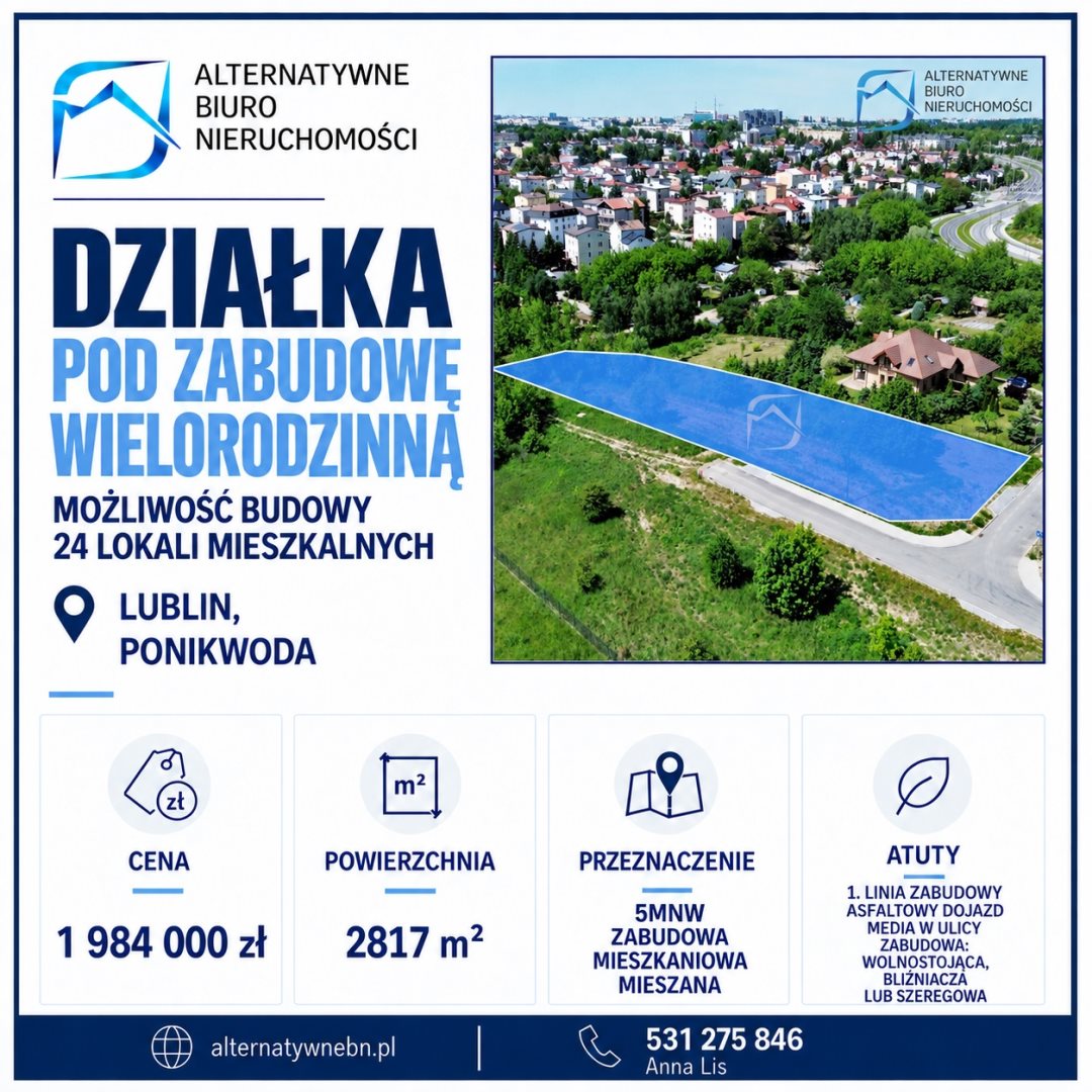 Działka pod zabudowę wielorodzinną na Ponikwodzie