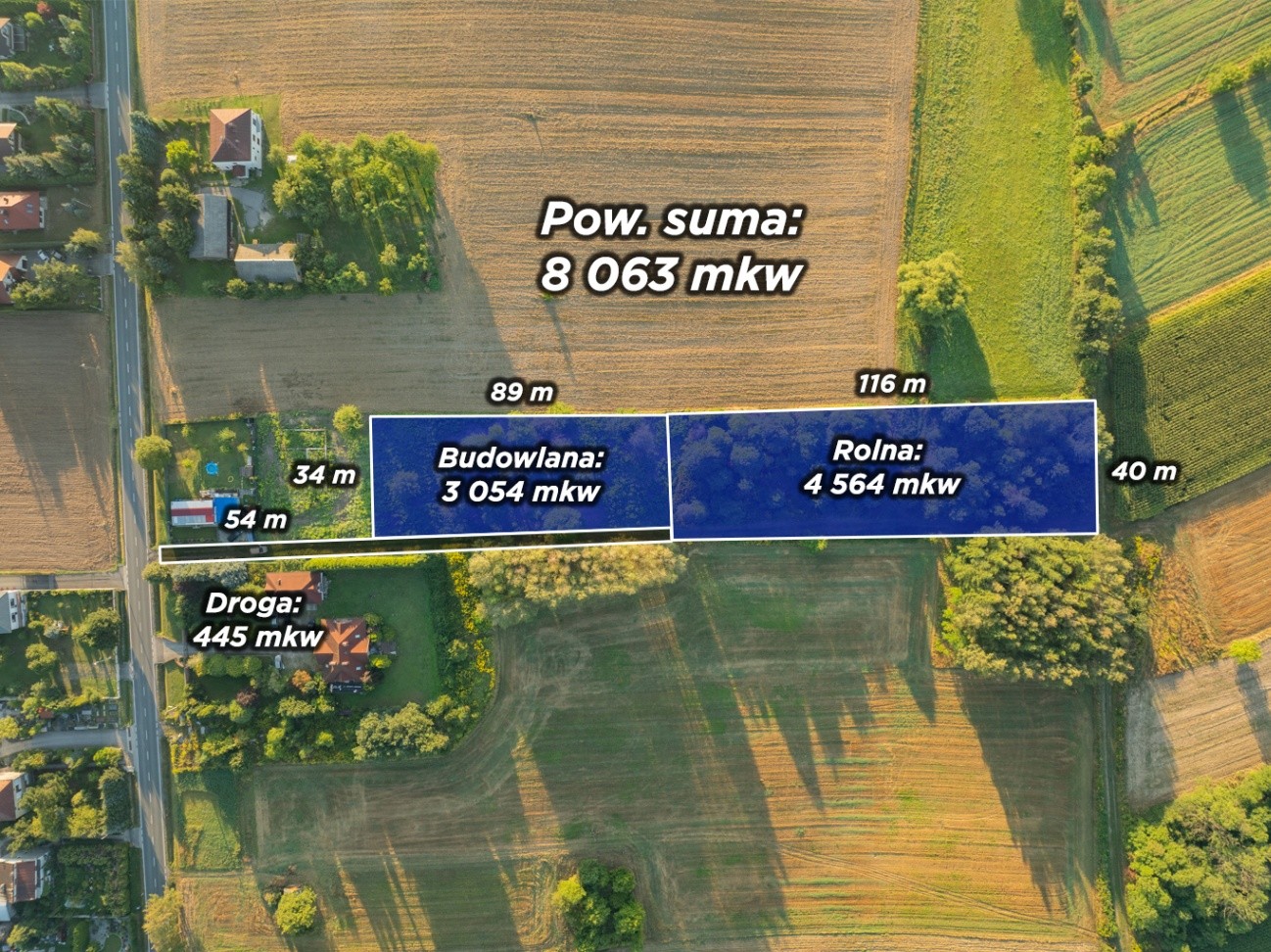 80 arów | pozwolenie na budowę 2 domów
