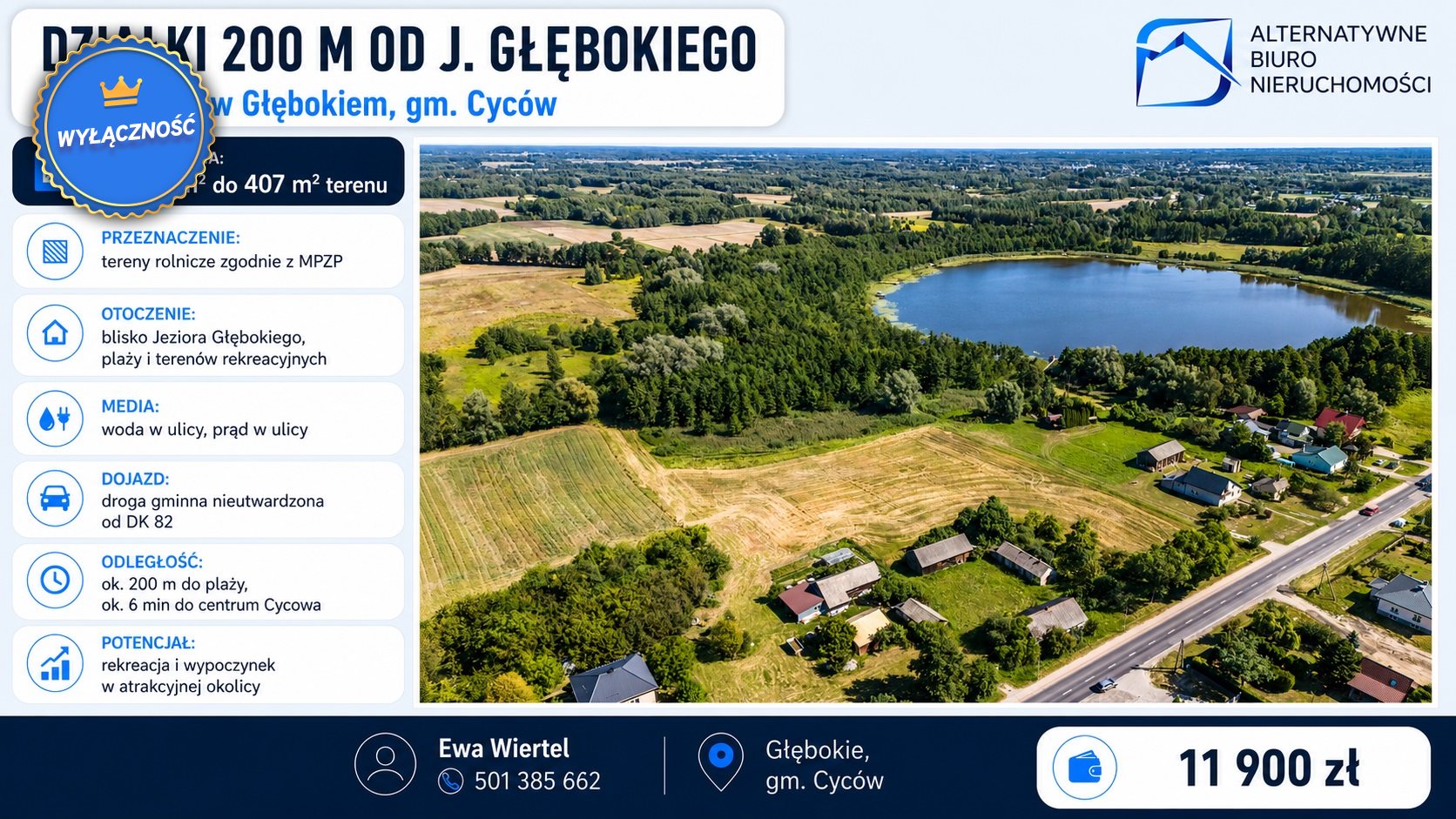 Działki 200m od J. Głębokiego pod wypoczynek