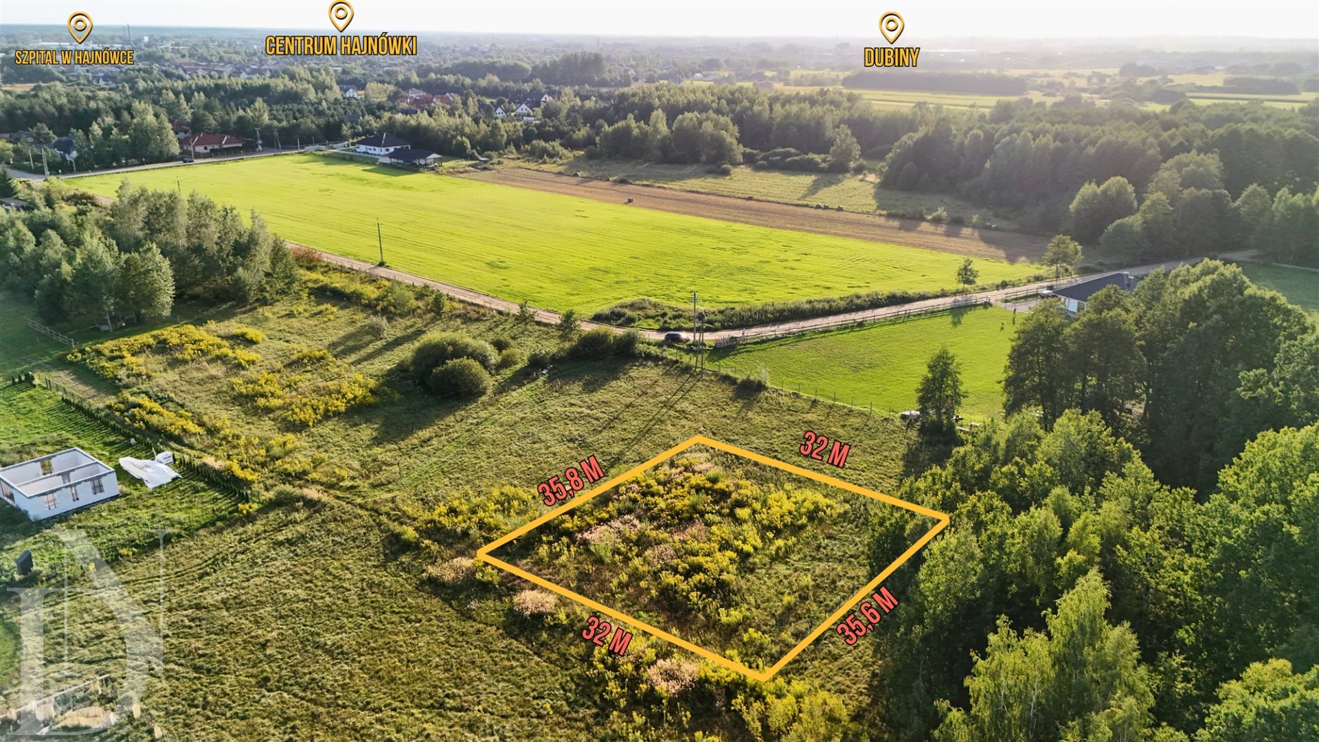 Lipiny 1154 m² WZ Działka przy lesie Hajnówka