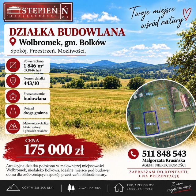 DZIAŁKA BUDOWLANA NA SPRZEDAŻ – WOLBROMEK