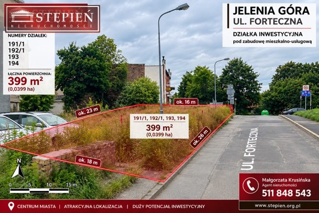 DZIAŁKA INWESTYCYJNA W CENTRUM JEENIEJ GÓRY