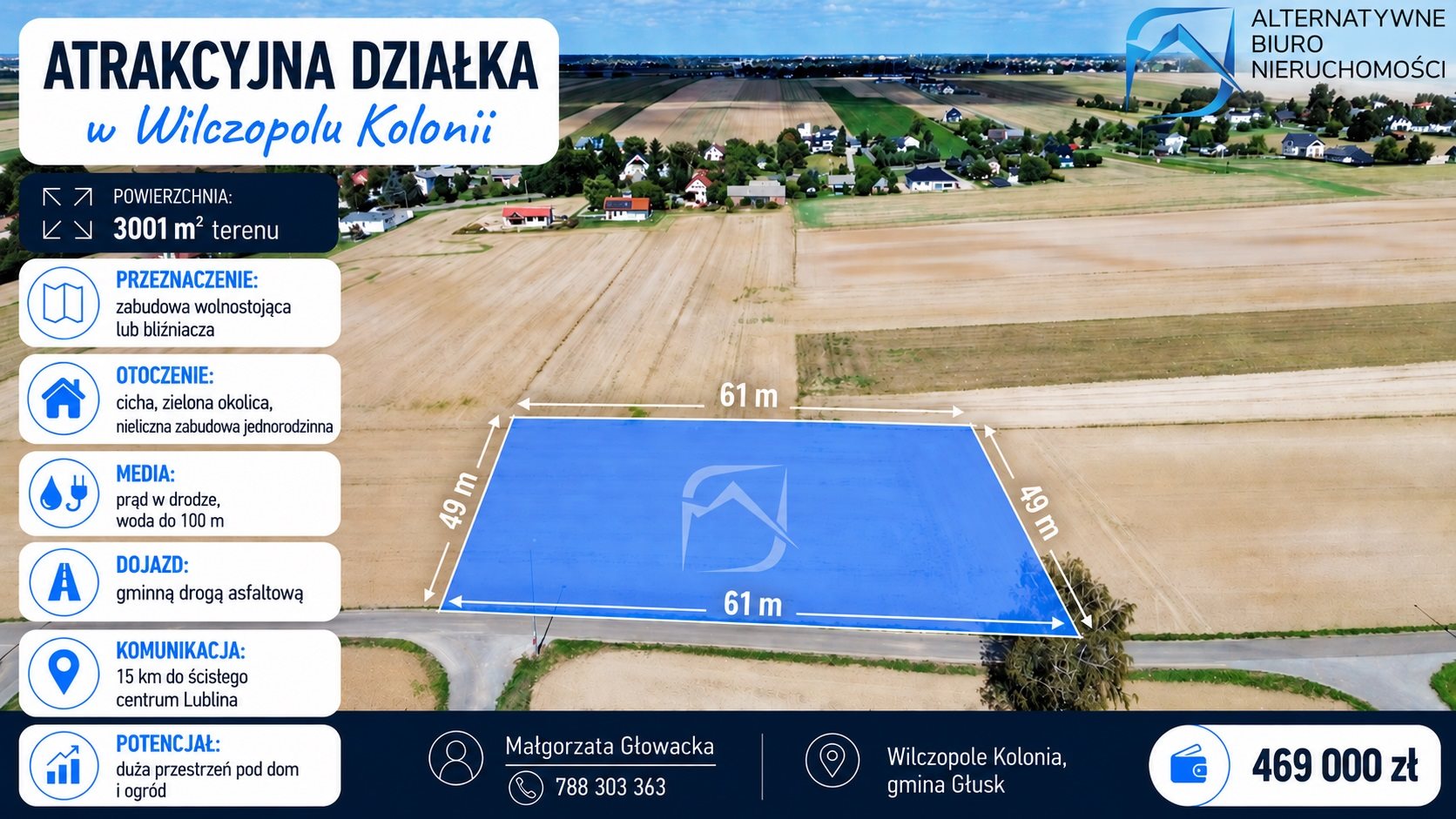 Atrakcyjna działka 3001 m² | Wilczopole-Kolonia