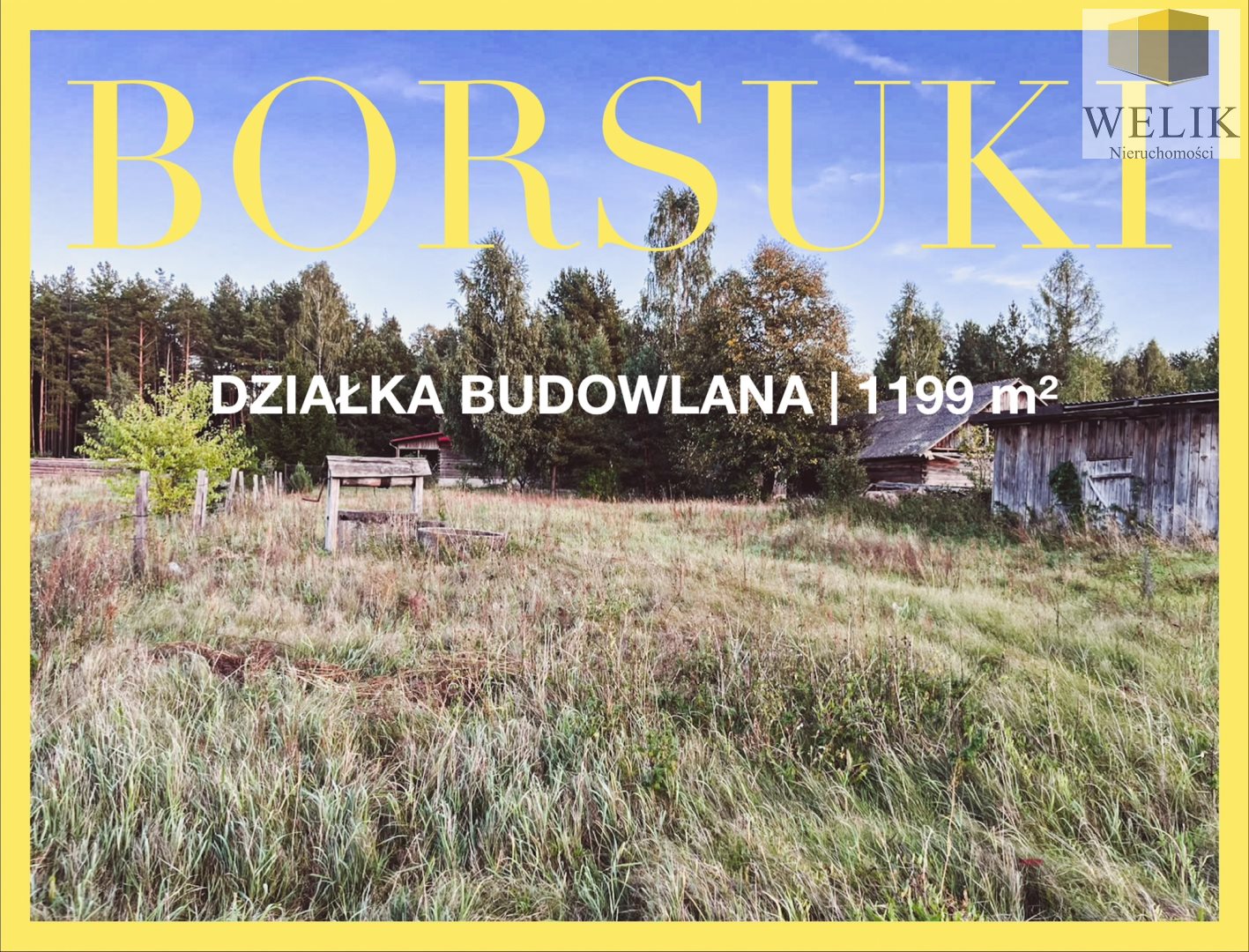 Działka budowlana 1 199 m², Borsuki