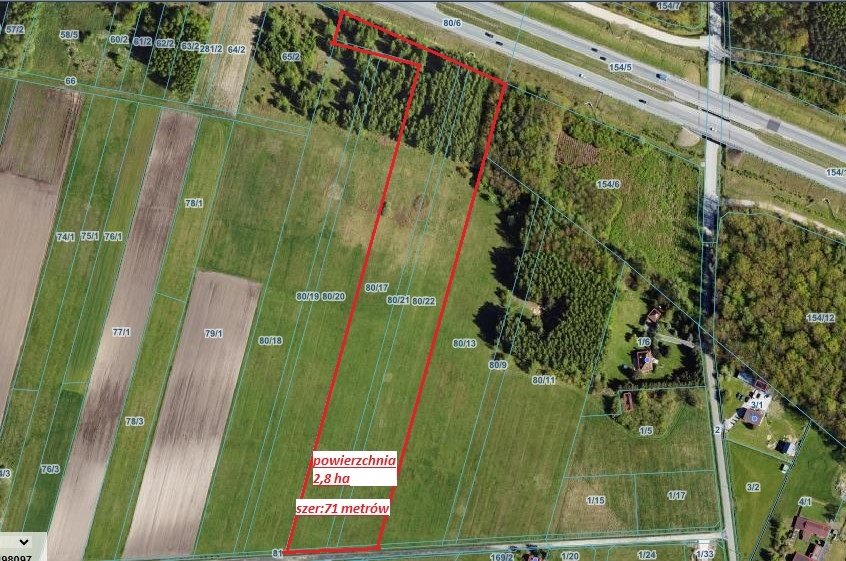 Działka budowlana 2,8 ha, Młodawin Górny, Młodawin Dolny