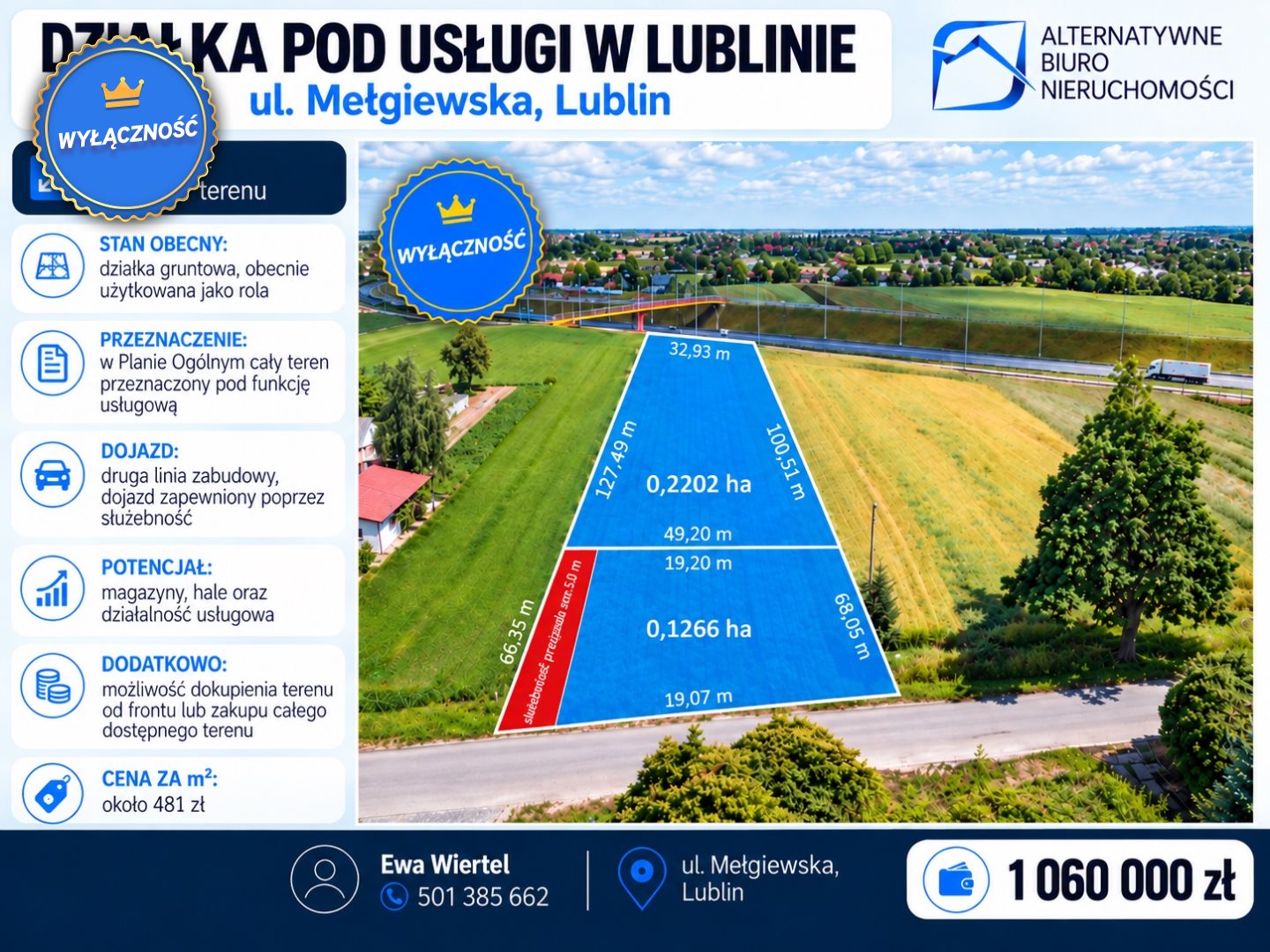 Działka pod usługi w Lublinie, ul. Mełgiewska