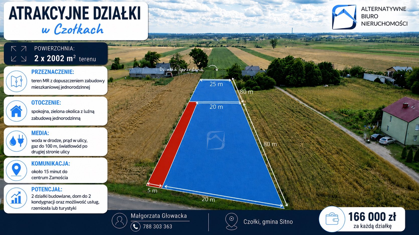 2 działki budowlane blisko Zamościa – Czołki