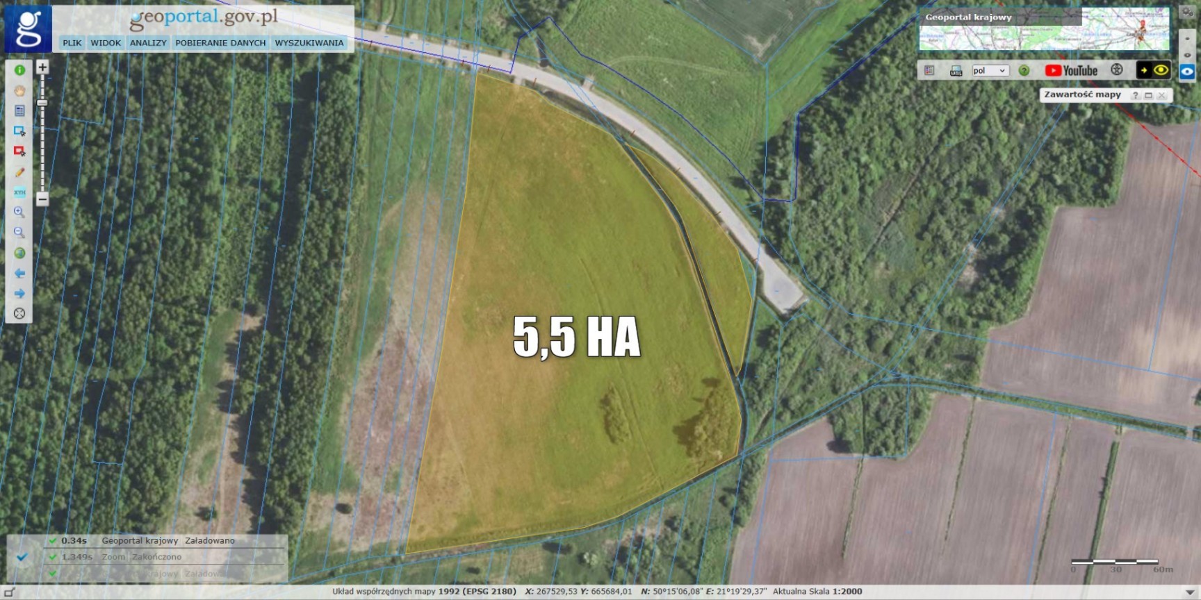 Działka przemysłowa | 5,5 HA | Podborze | Mielec | Strefa ekonomiczna