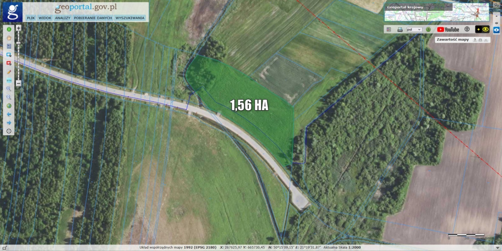 Działka przemysłowa | 1,56 HA | Podborze | Mielec | Strefa ekonomiczna
