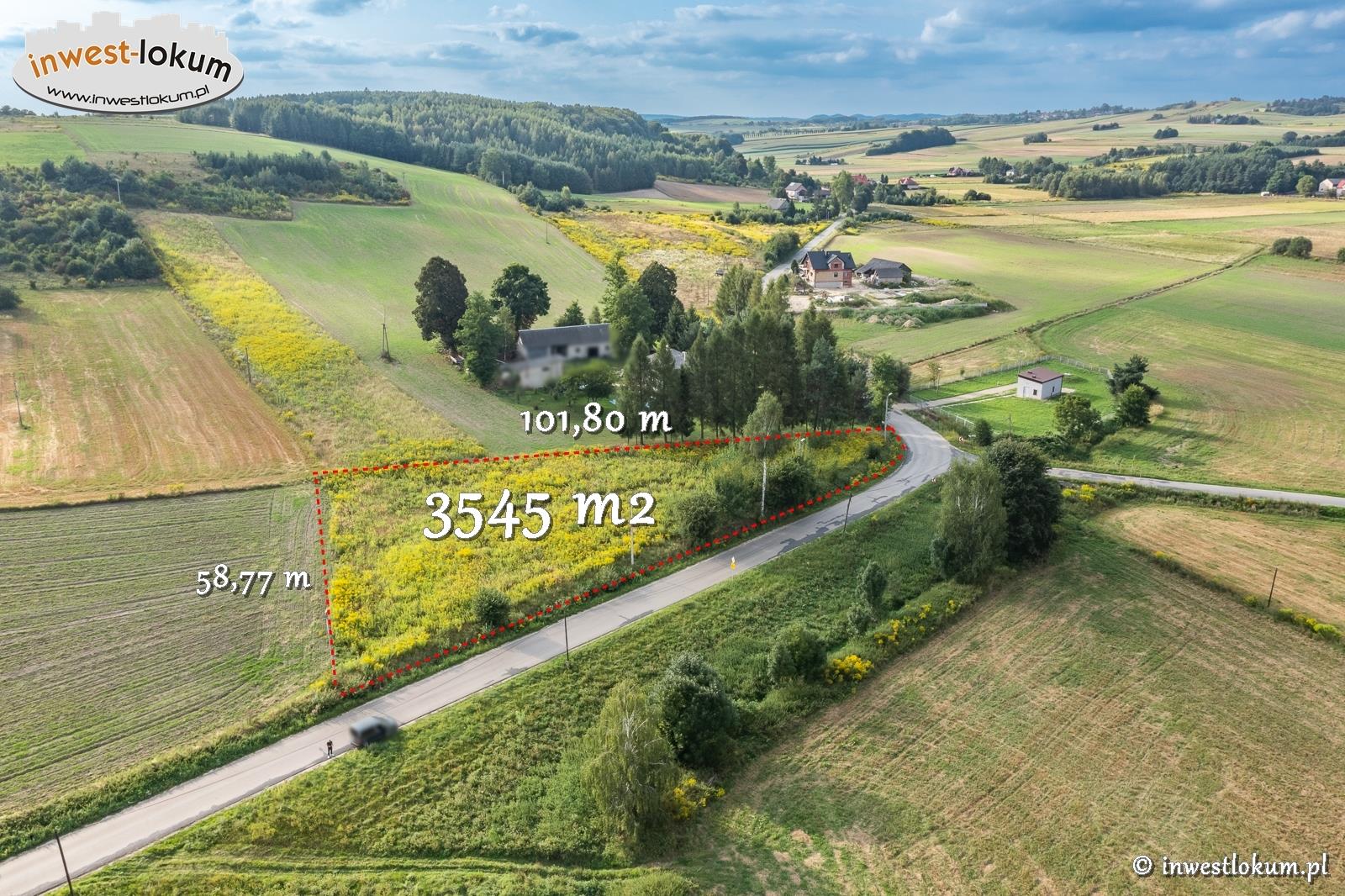 Działka budowlana 3 545 m², Sucha