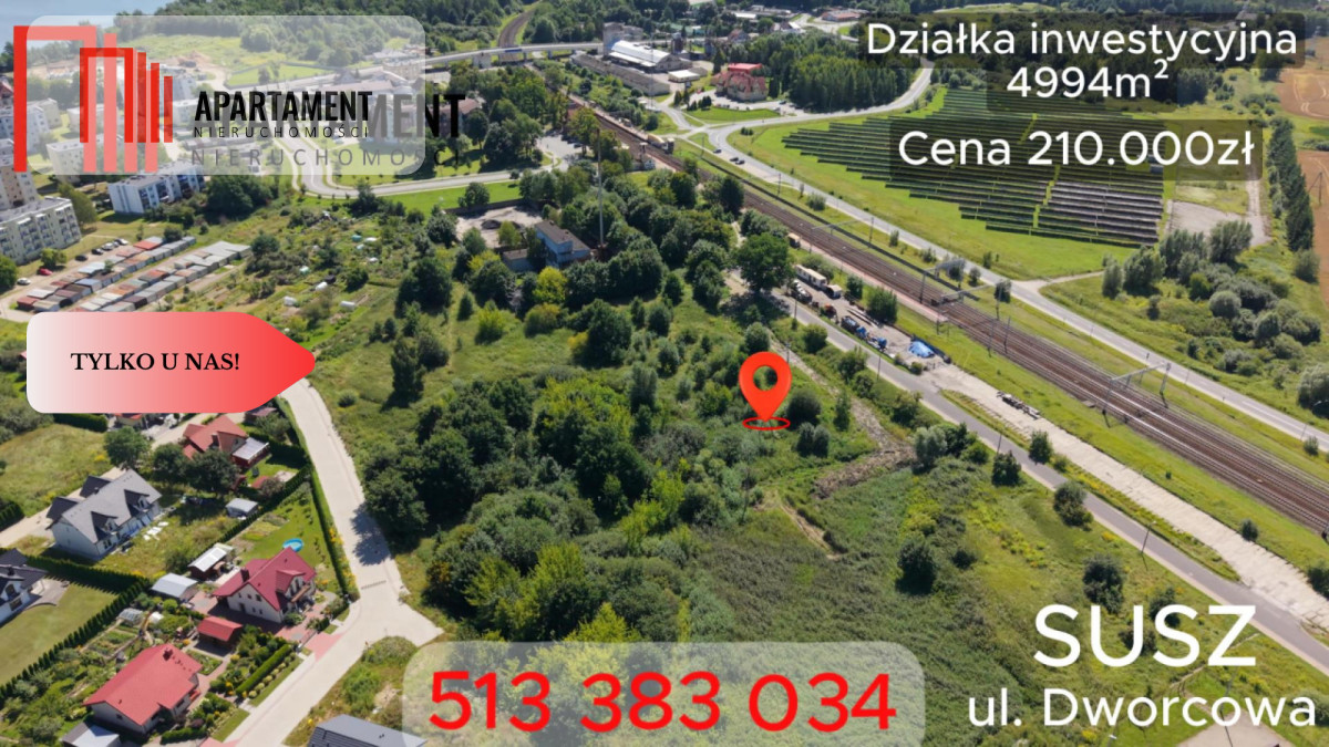 Działka inwestycyjna 5 001 m² w Suszu