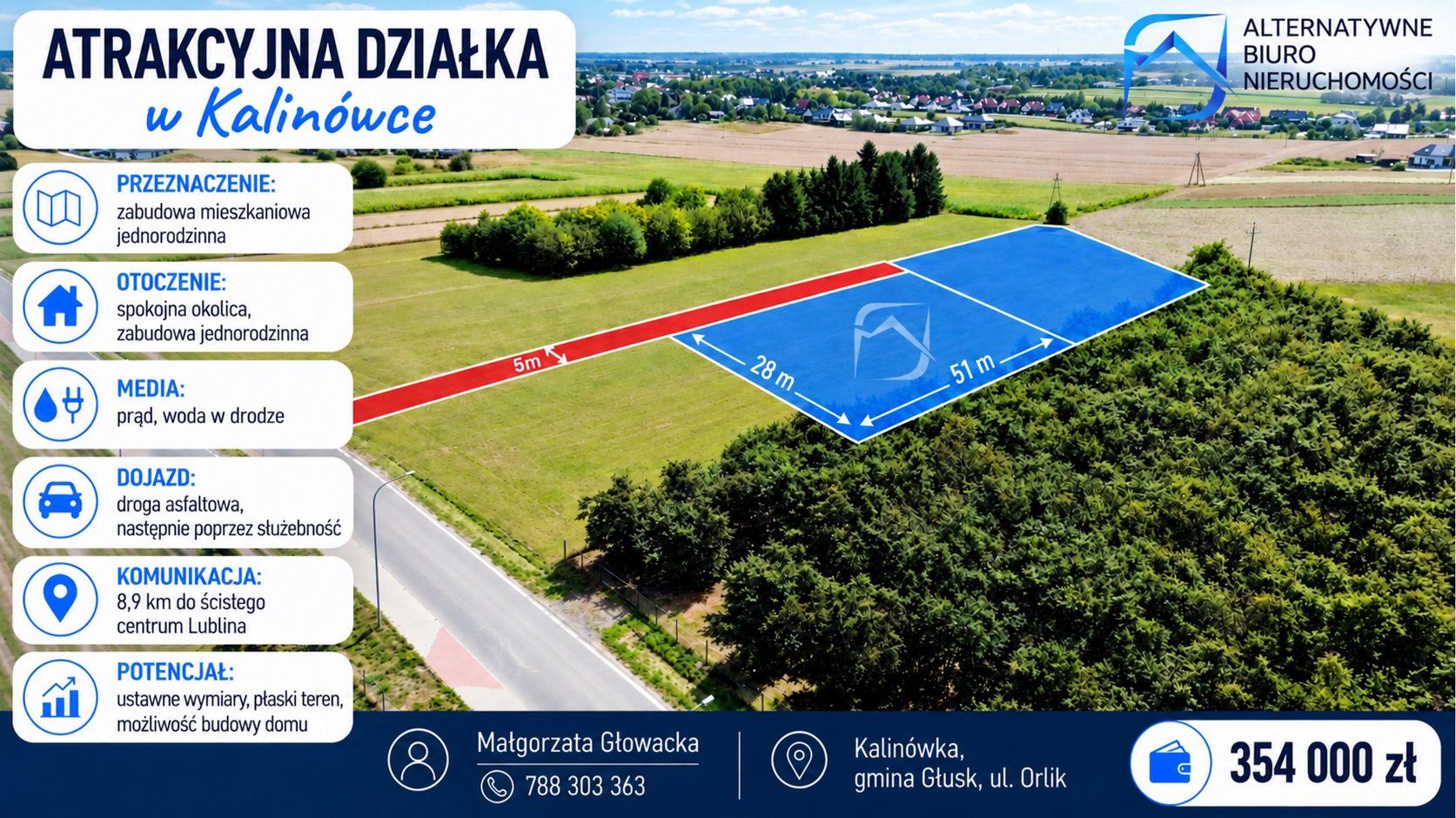 Atrakcyjna działka 1670 m² | Kalinówka, ul. Orlik