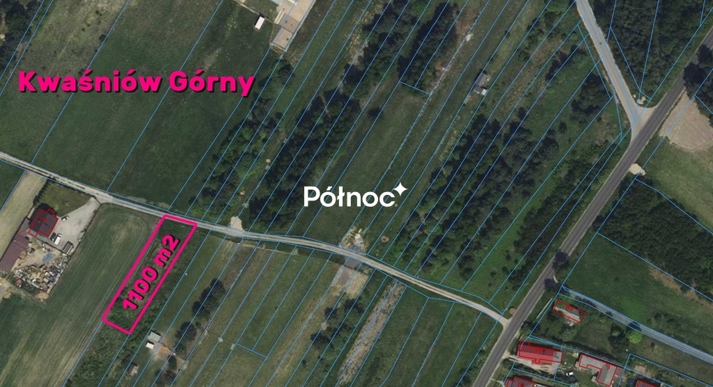 Działka budowlana 1 100 m², Kwaśniów Górny