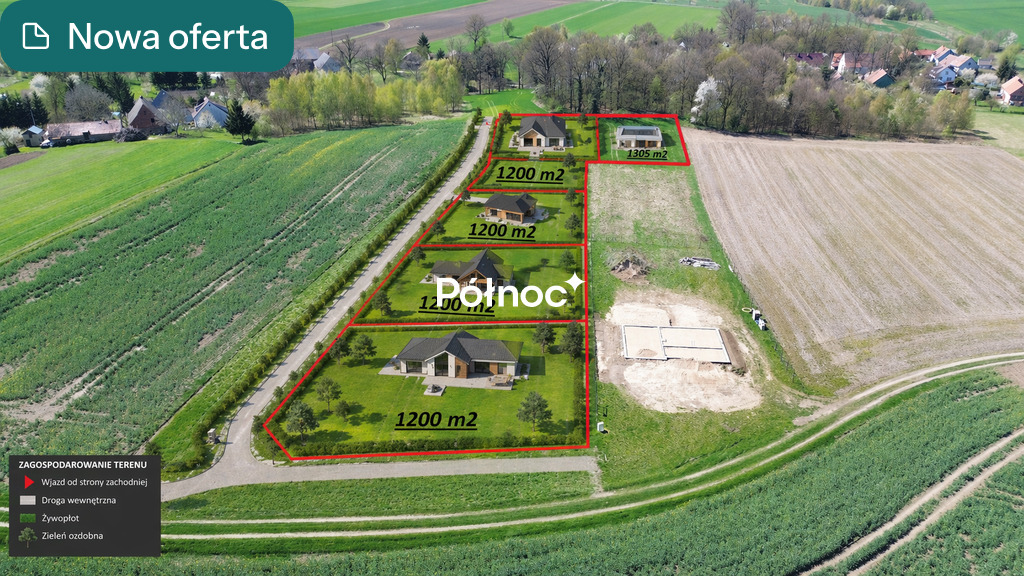 Działka budowlana 1 200 m², Ocice
