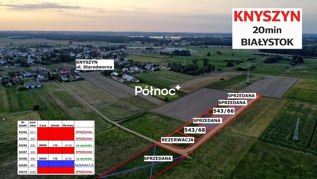 Działka rolno- budowlana, 1011 m2 Knyszyn