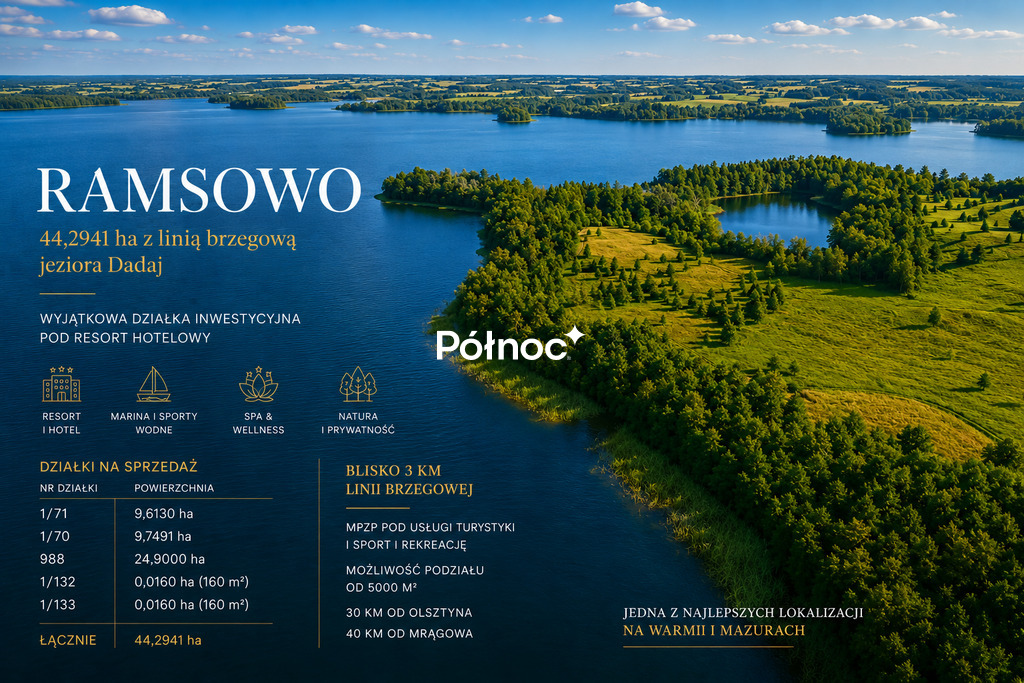 44,29 ha | 3 km linii brzegowej |MPZP|Resort Hotel