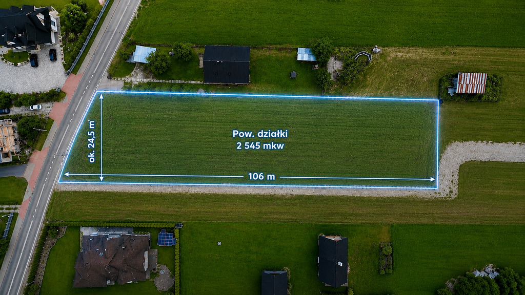 Działka budowlana 2 545 m², Szaflary