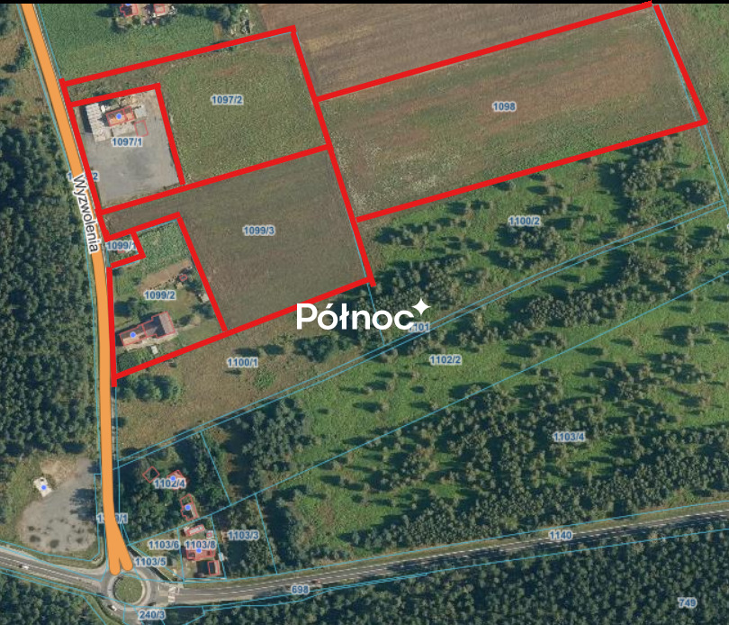 Działka inwestycyjna 5,4 ha, Wykroty