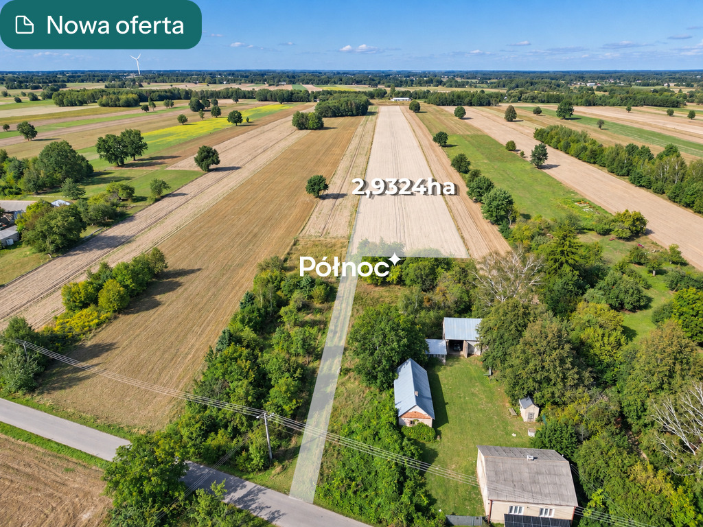 Zadbana działka rolna 2,93 ha – Kamionka