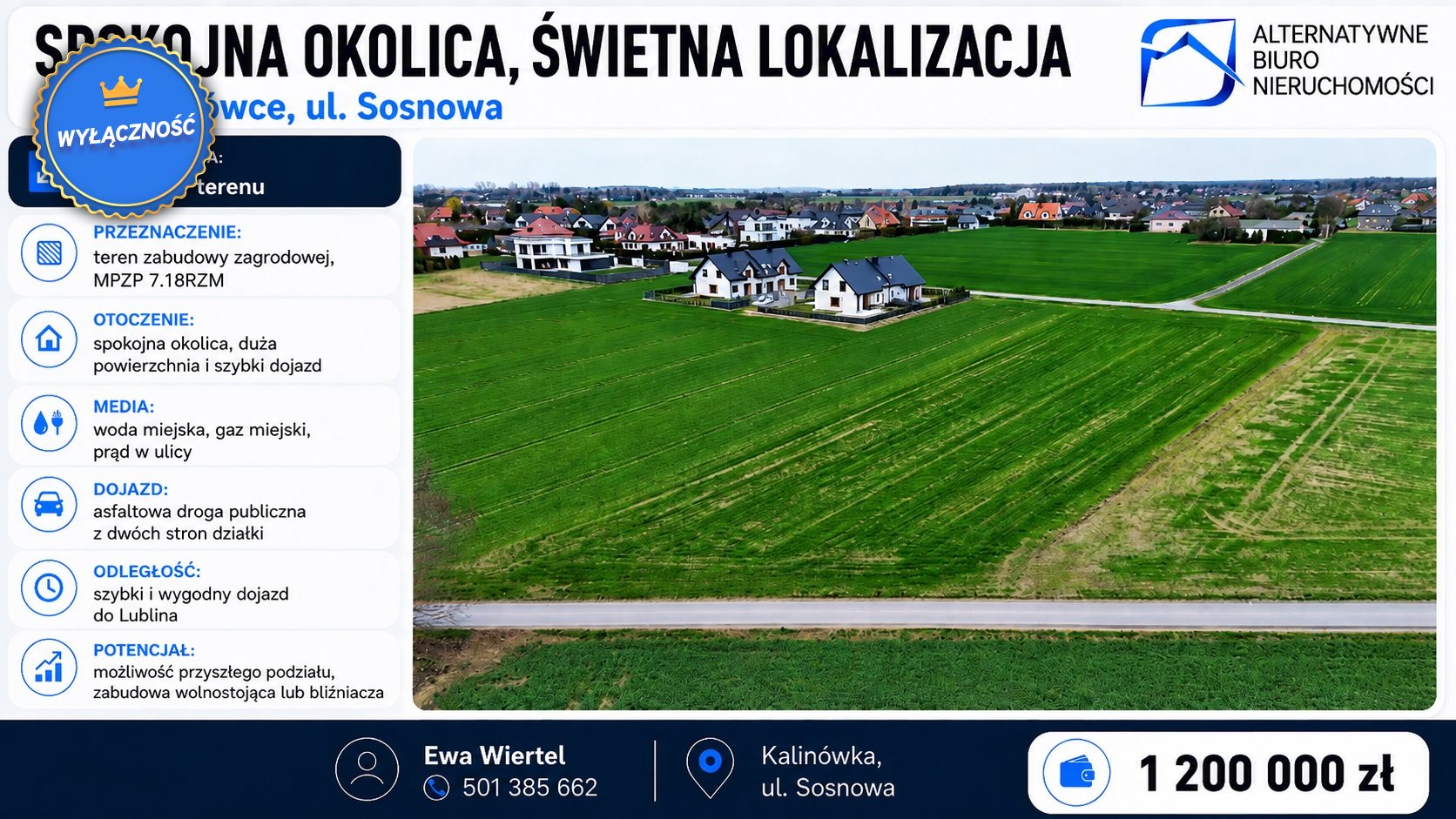 Działka budowlana 5 100 m², Kalinówka