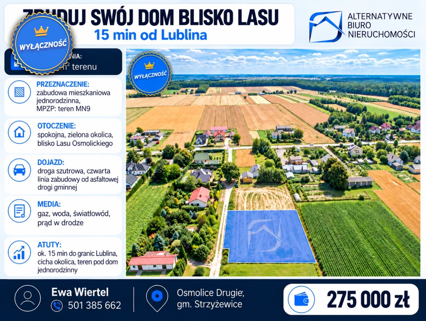 Zbuduj swój dom blisko lasu – 15 min od Lublina