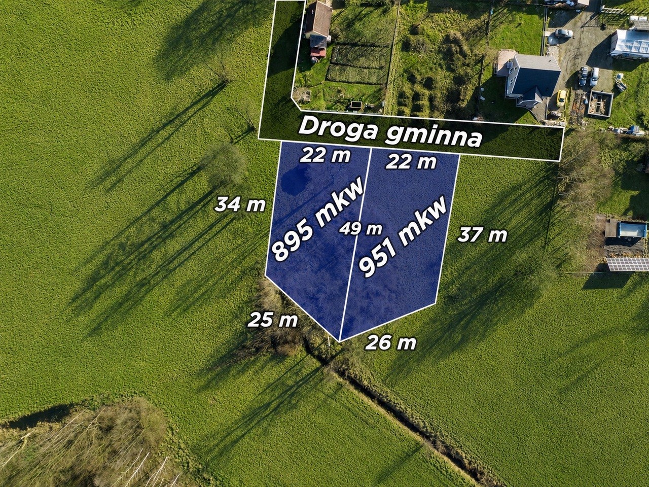 Działka budowlana 895 m², Borek