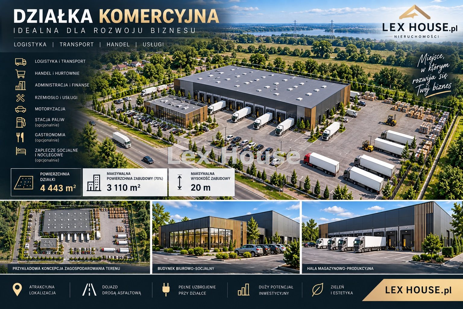 Sprzedam działkę komercyjną , Dąbie