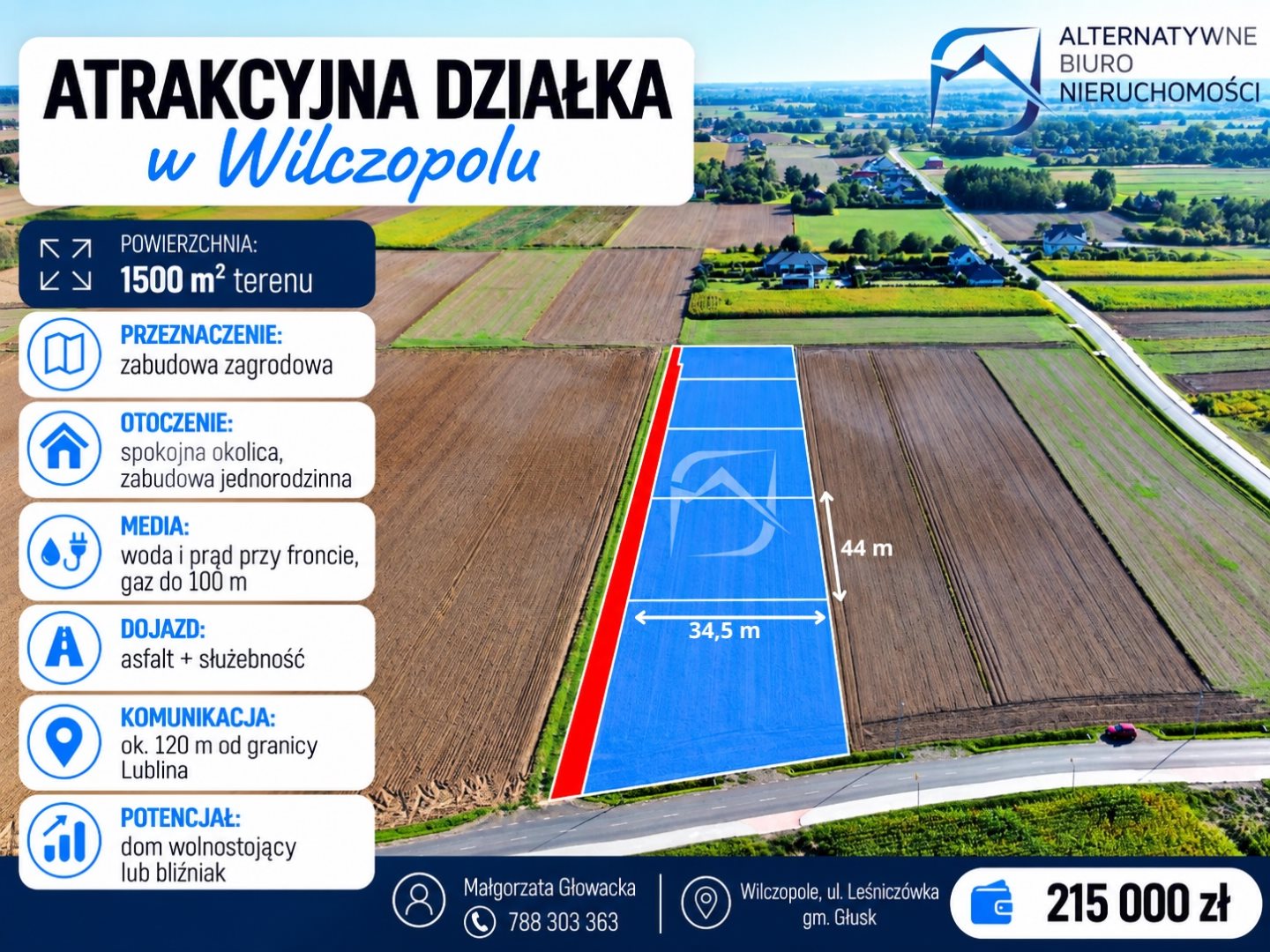 Działka 1500 m² przy granicy Lublina – Wilczopole