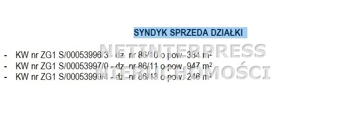 Syndyk sprzeda trzy działki w Świebodzinie
