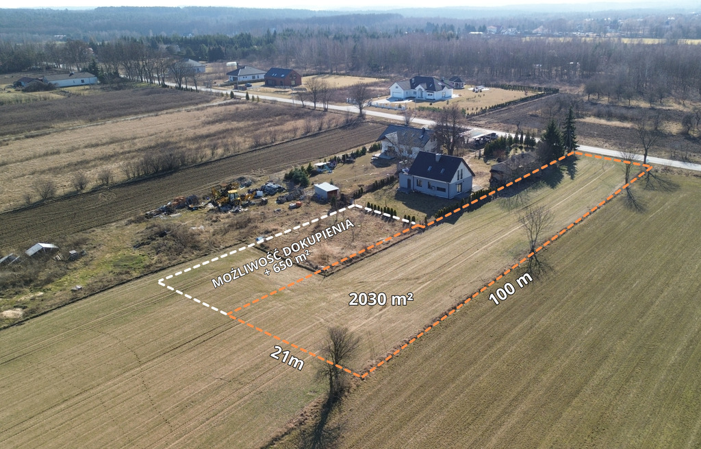 Działka budowlana 2 030 m², Dobieszków