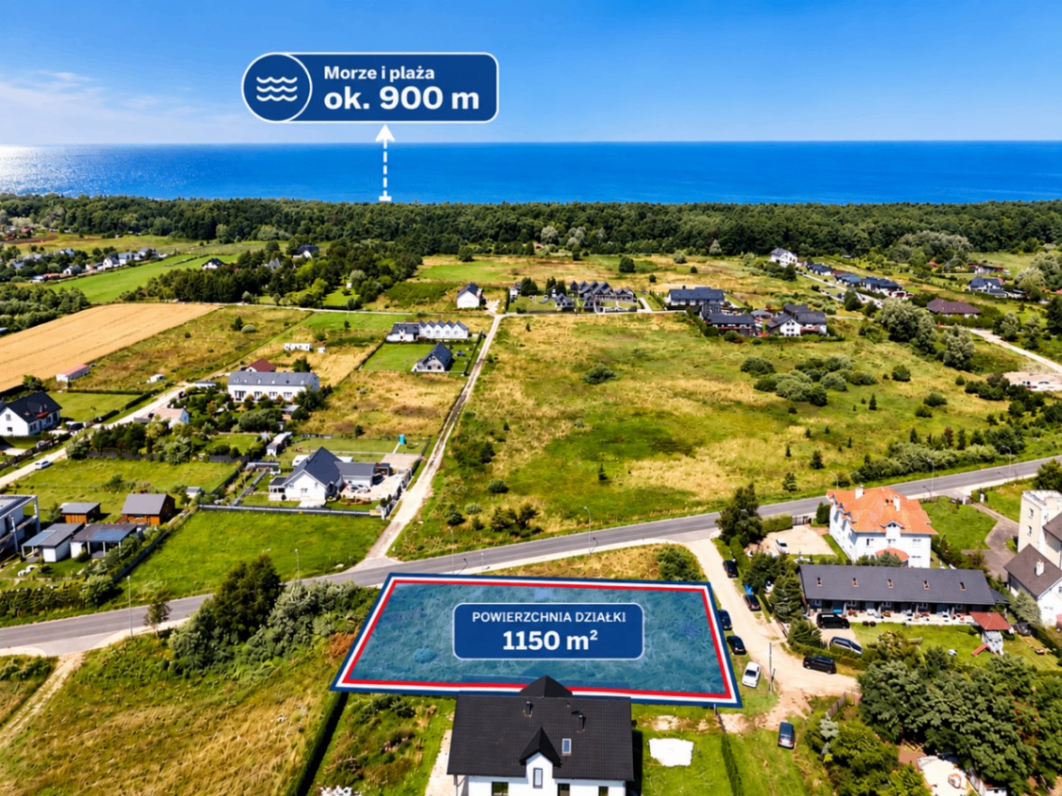 Działka budowlana 1150 m² | Mielenko | 700 m od morza