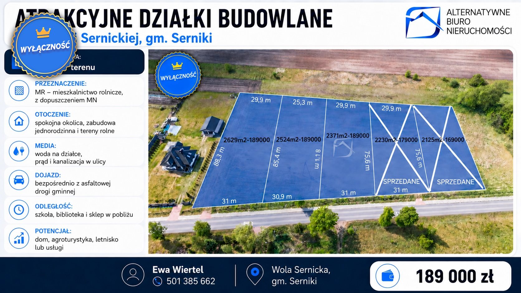 Działka budowlana 2 371 m², Wola Sernicka