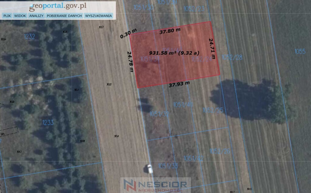 Działka budowlana 920 m², Dąbrówka-Wyłazy