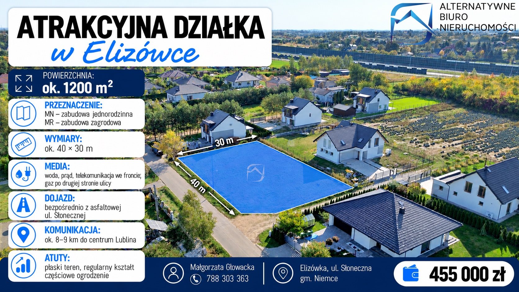 Działka budowlana i rolna 1 200 m², Elizówka
