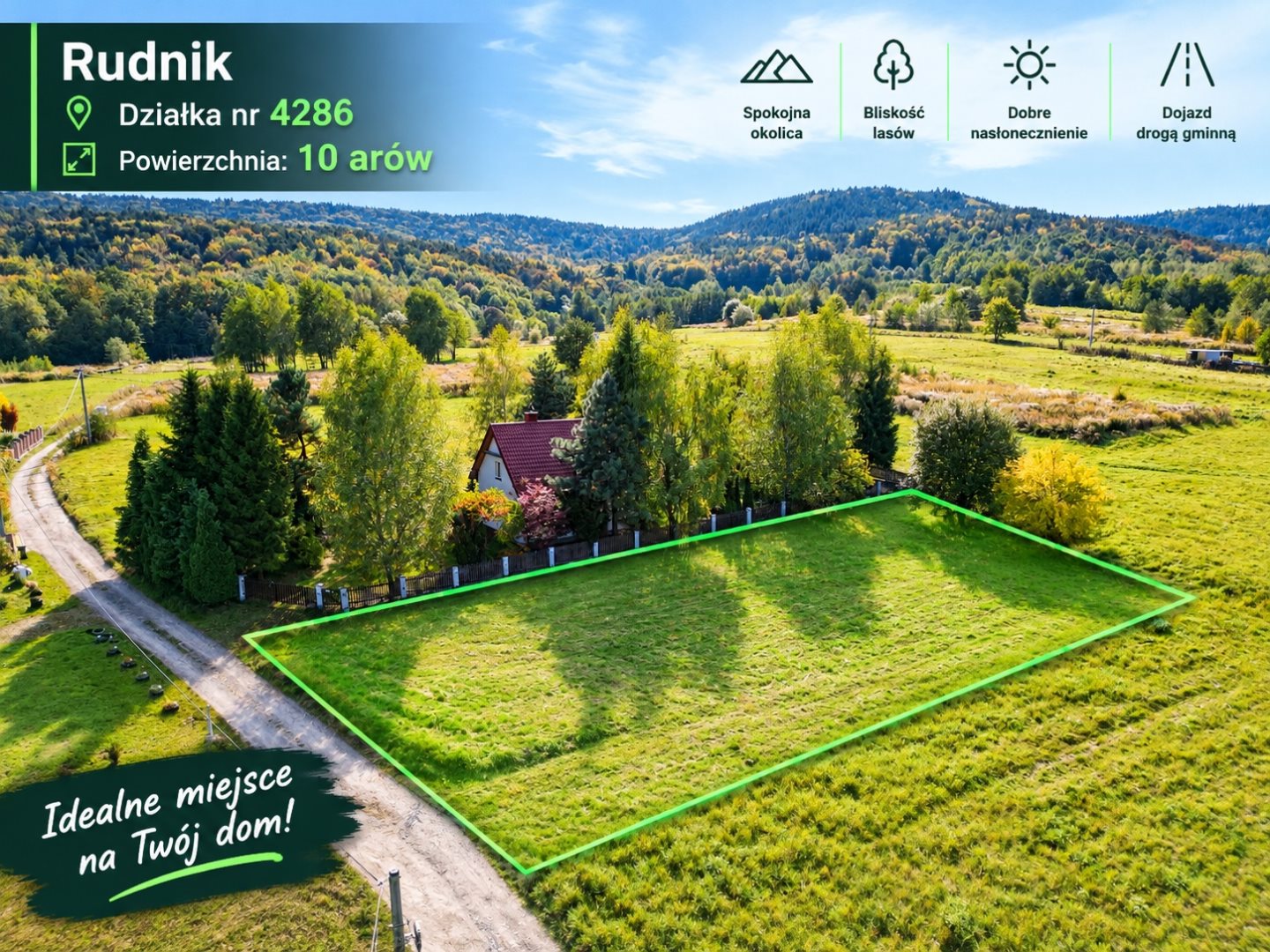 Działka budowlana 965 m², Rudnik