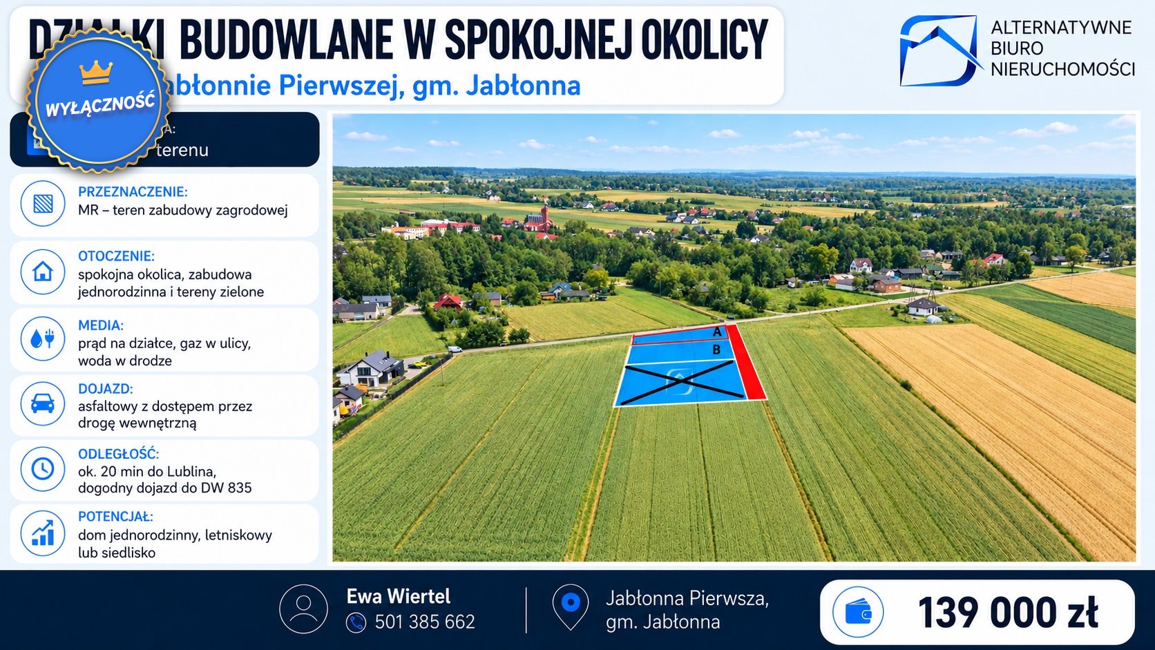 Działka budowlana 1 950 m², Jabłonna Pierwsza