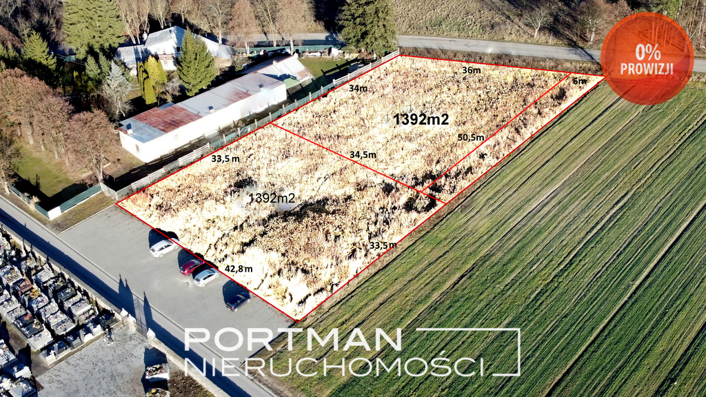 Działka inwestycyjna 1 392 m², Osieck
