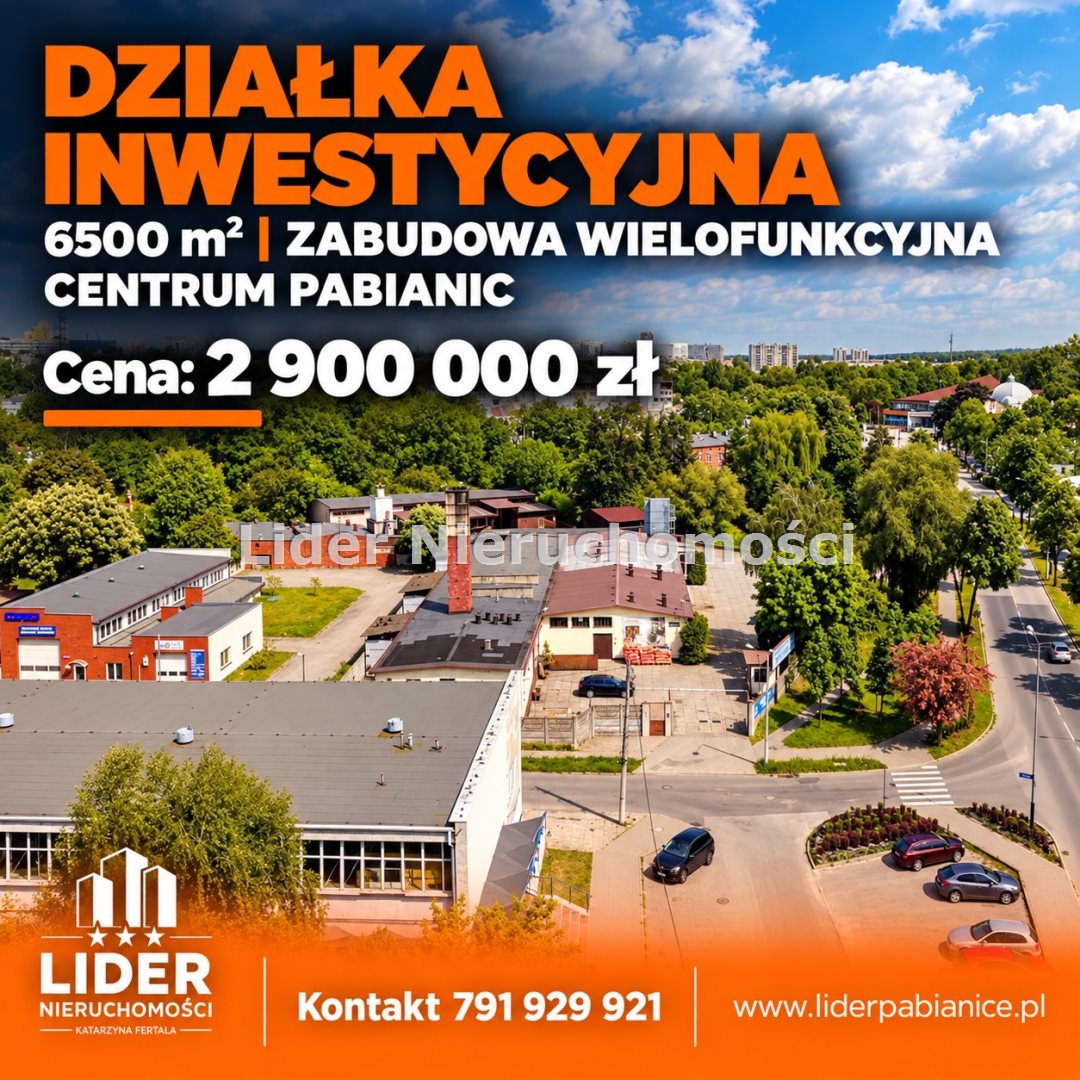 Działka inwestycyjna 6 500 m², Pabianice