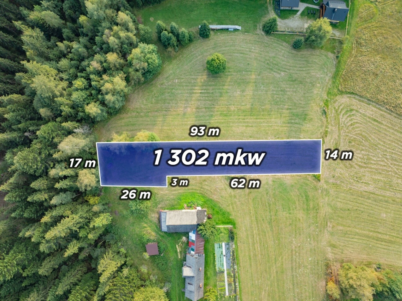 Działka budowlana 1 302 m², Nowy Targ