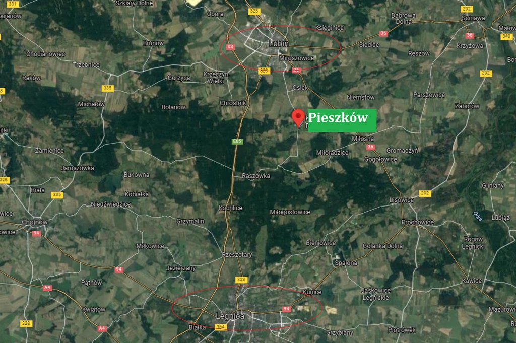 Działka budowlana 1 542 m², Pieszków