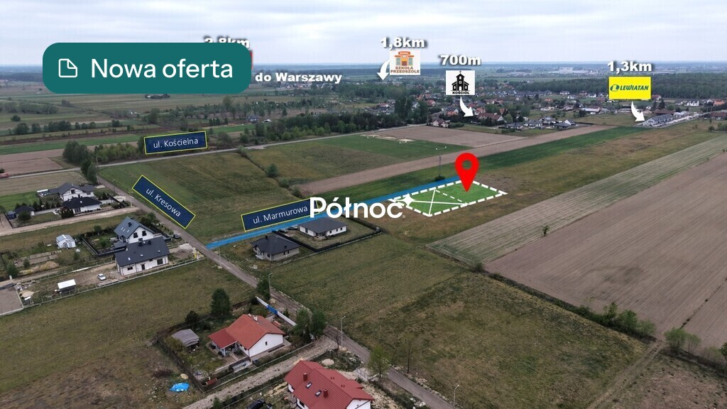 Działka budowlana 1 000 m², Wola Rasztowska