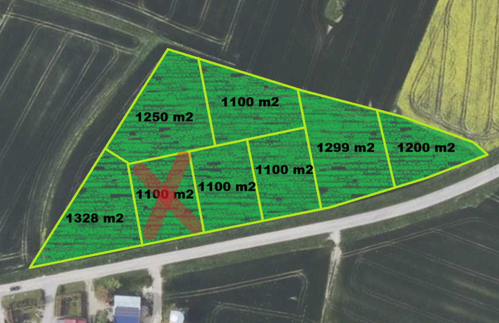 Działka budowlana 1 100 m², Mielęcin