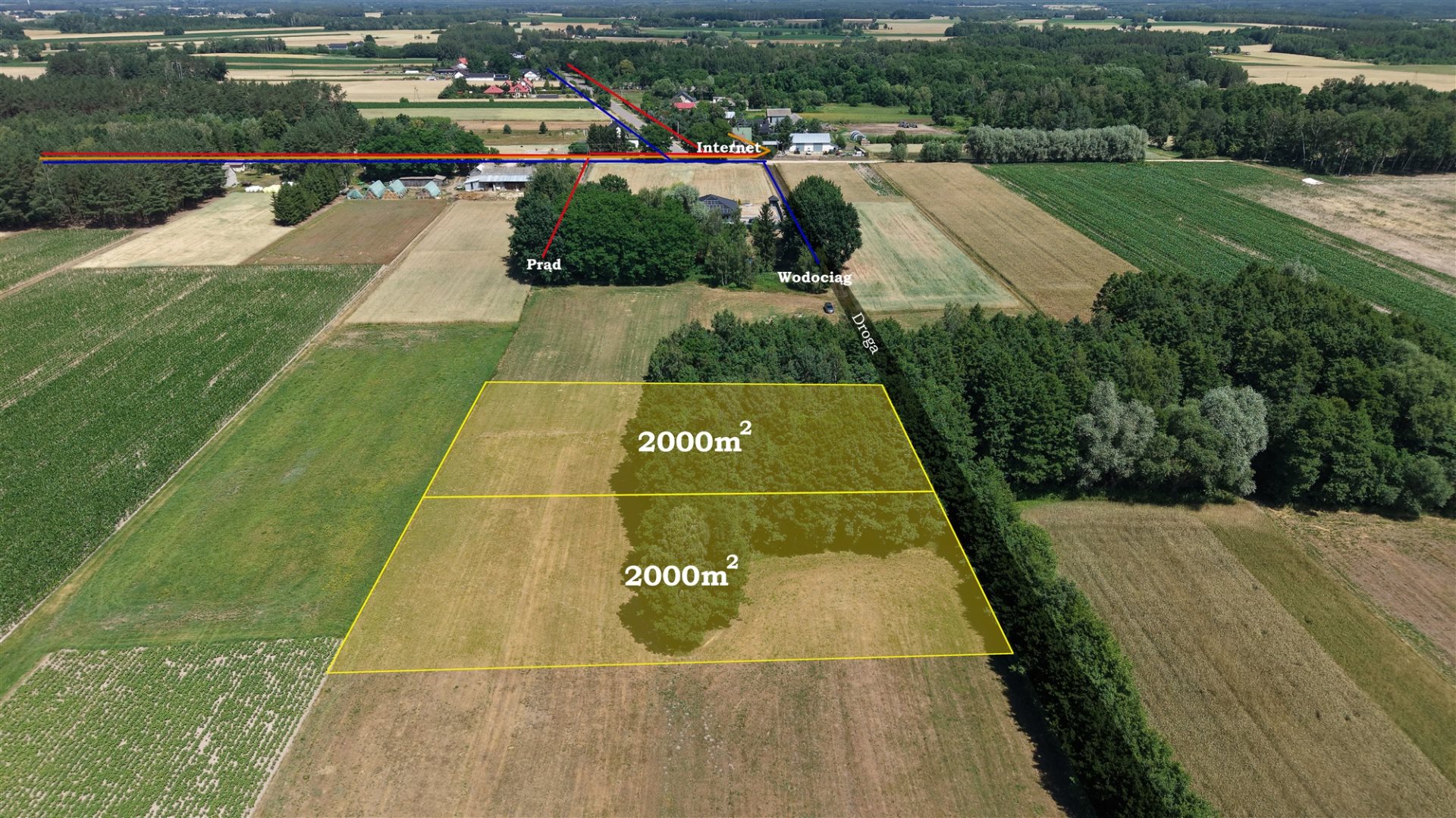 Działka budowlana 2 000 m², Ślepowrony
